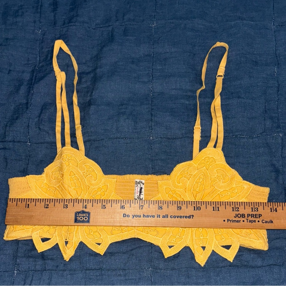 Free People Golden Mustard Crochet Crop Bralette - Picture 8 of 13